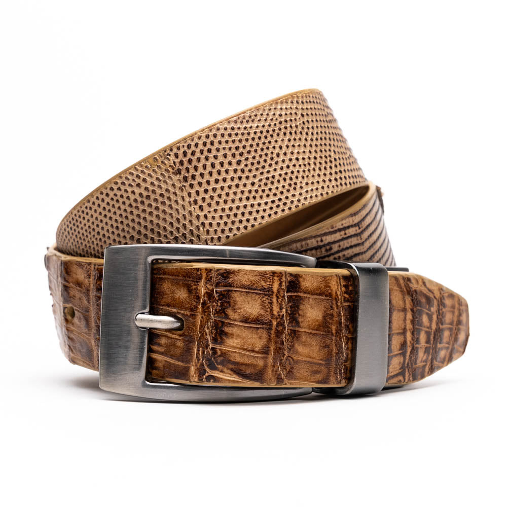 Giovanni Genuine Exotic Lizard Ring Caiman Belly Belt Pantano Orix