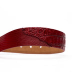 Giovanni Genuine Exotic Lizard Ring-Caiman Belly belt Red