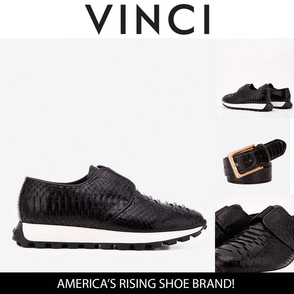The Obsidian Black Snake Leather Men Sneaker