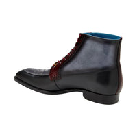 Belvedere Greco Black/Gray/Burgundy Ostrich Quill /Italian Leather Boots R79