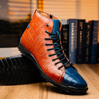 Genuine Crocodile Shoes By Marco Di Milano Hermond Blue Jeans/Honey