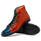 Genuine Crocodile Shoes By Marco Di Milano Hermond Blue Jeans/Honey