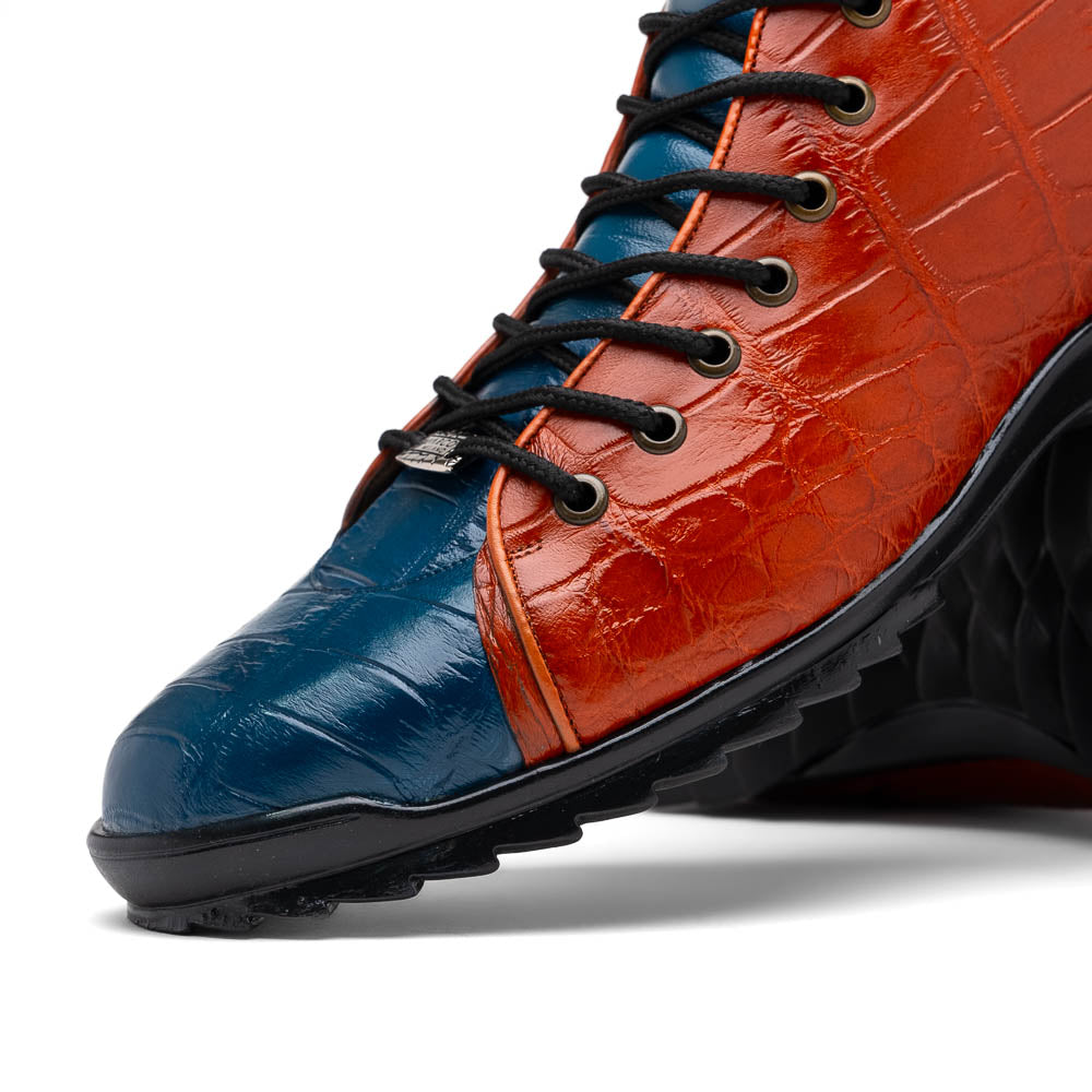 Genuine Crocodile Shoes By Marco Di Milano Hermond Blue Jeans/Honey