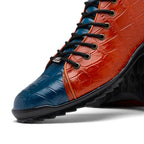 Genuine Crocodile Shoes By Marco Di Milano Hermond Blue Jeans/Honey