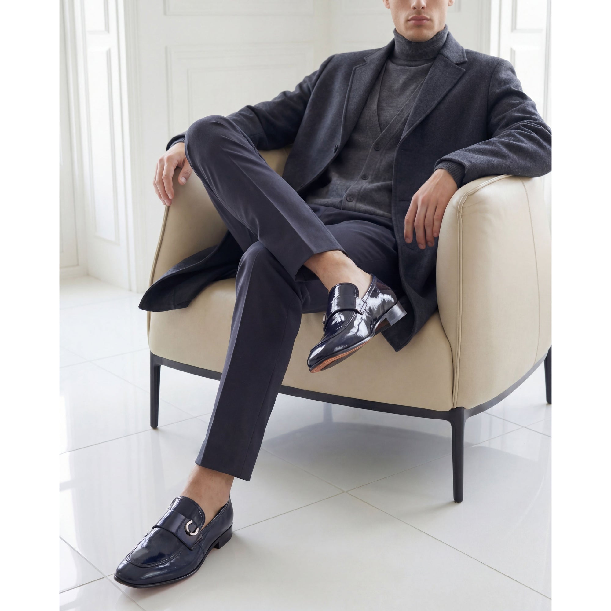 The Blackwell Navy Patent Bit Loafer Men Shoe