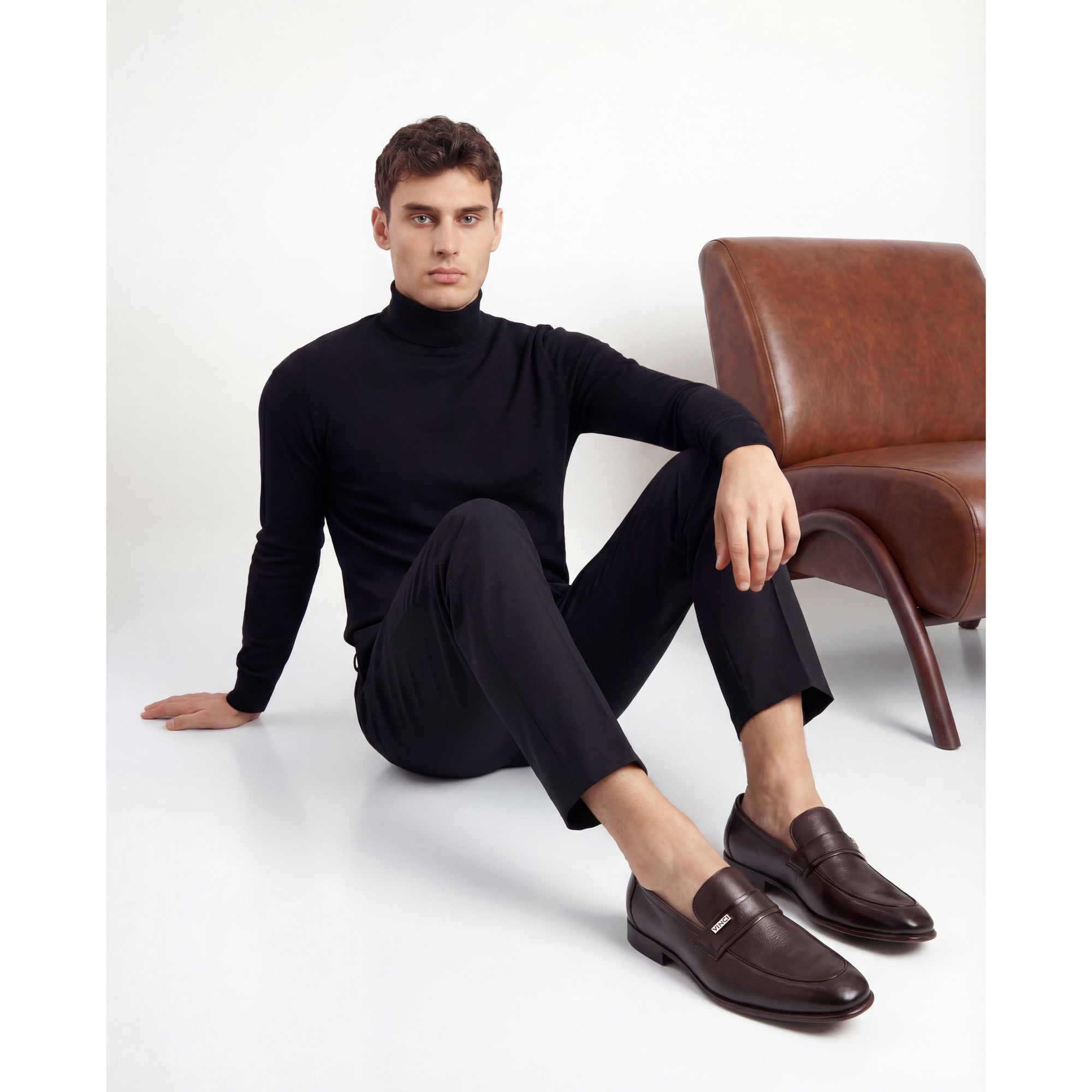 The Ashford Brown  Baby Buffalo Leather Loafer Men Shoe