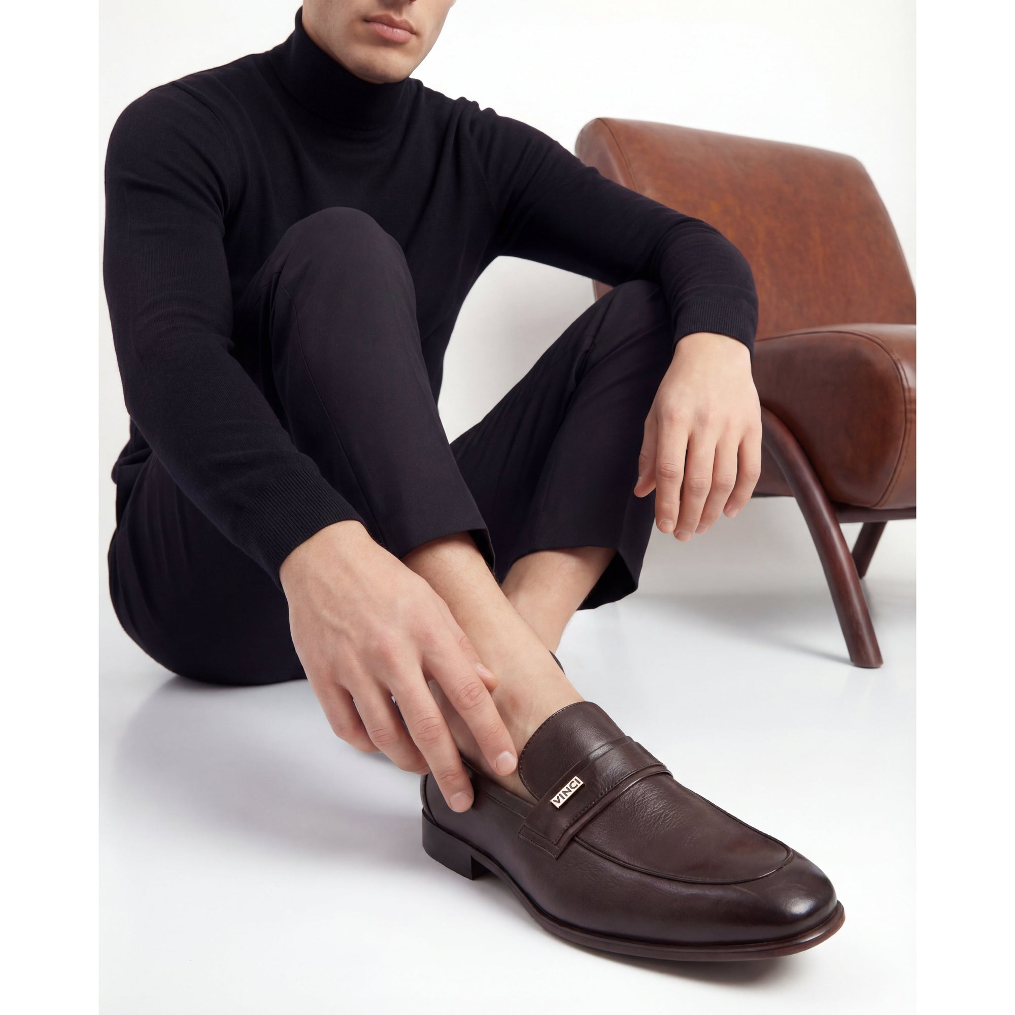 The Ashford Brown  Baby Buffalo Leather Loafer Men Shoe