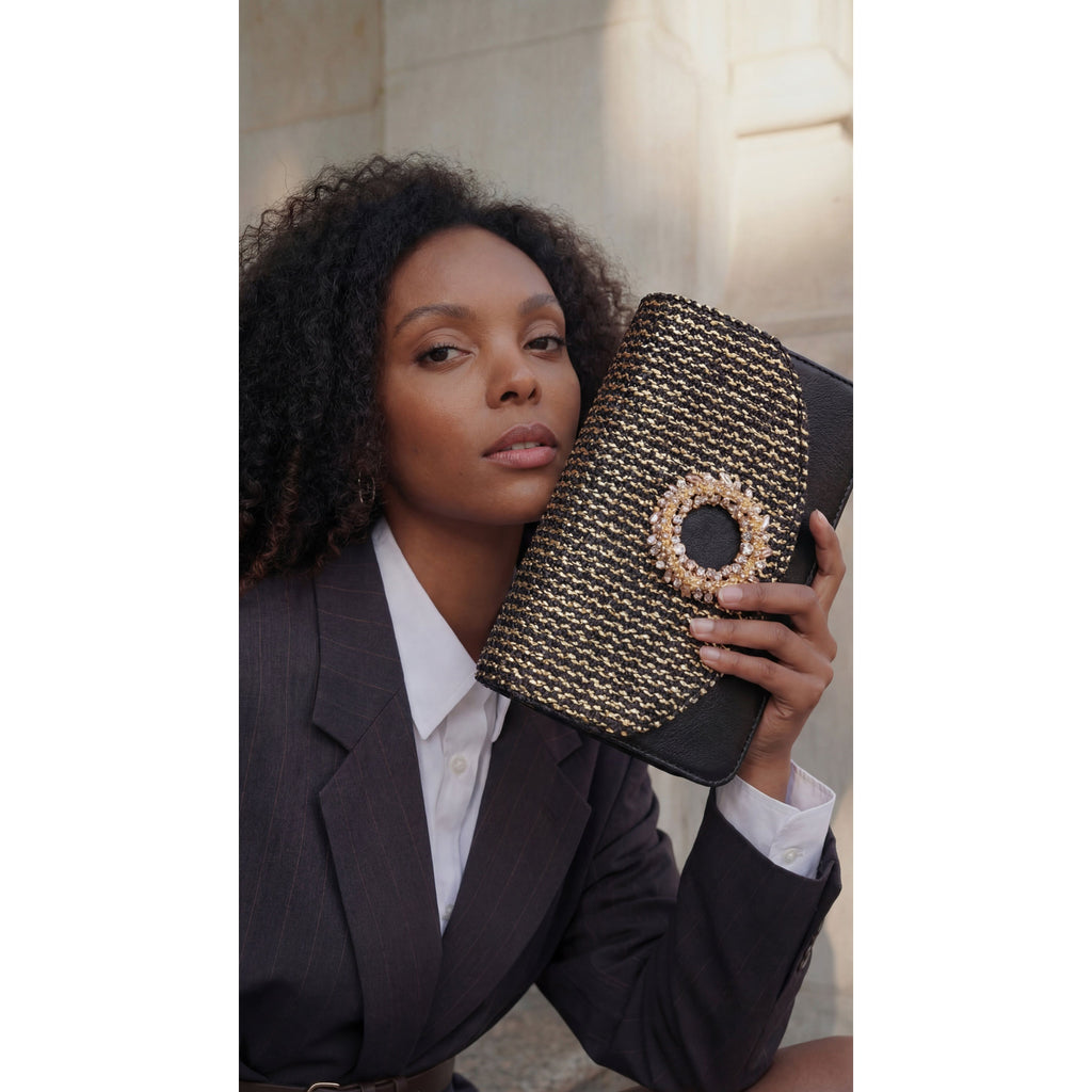 The Aurelia Black Gold Woven Leather Women Sneaker