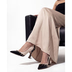 The Bella Vita Studded Beige & Black Leather Pump Women Shoe