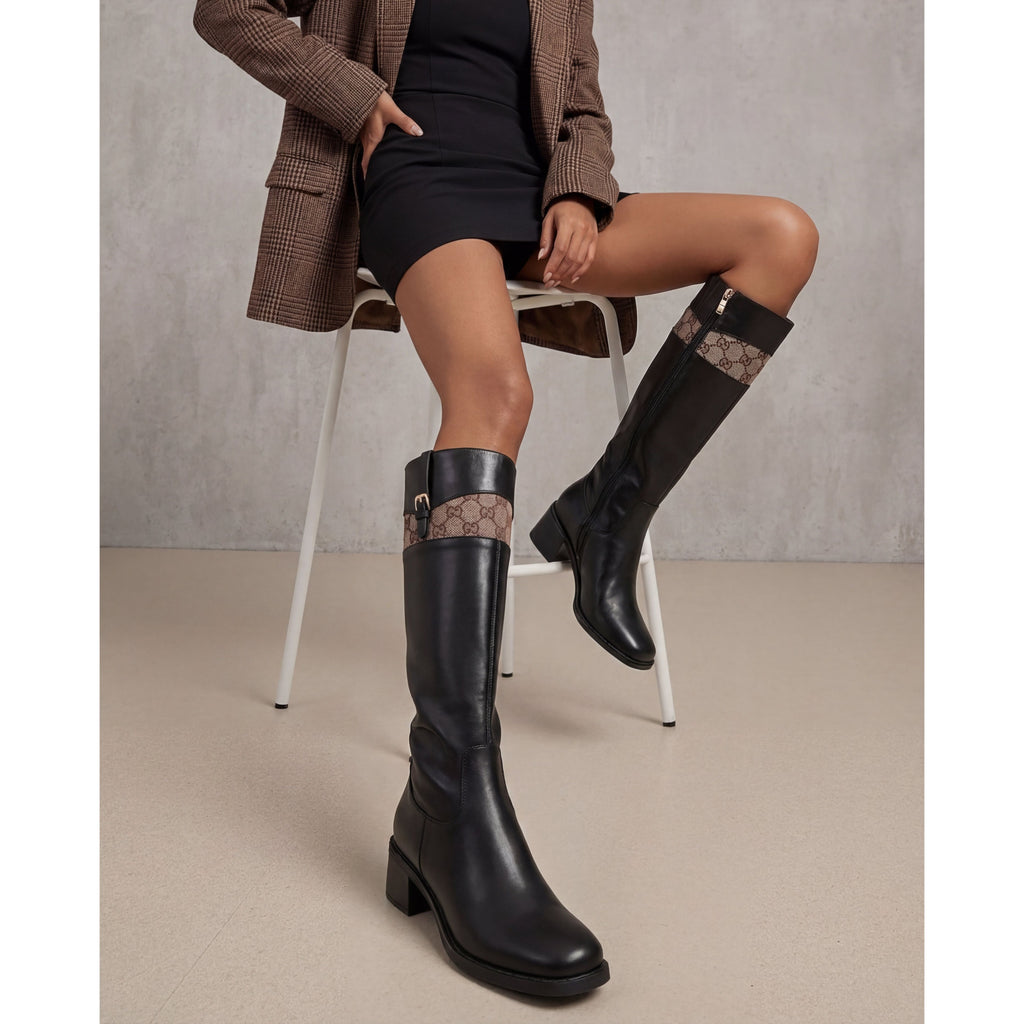 Vinci The Bellina Black Leather Women’s Knee-High Women Boot