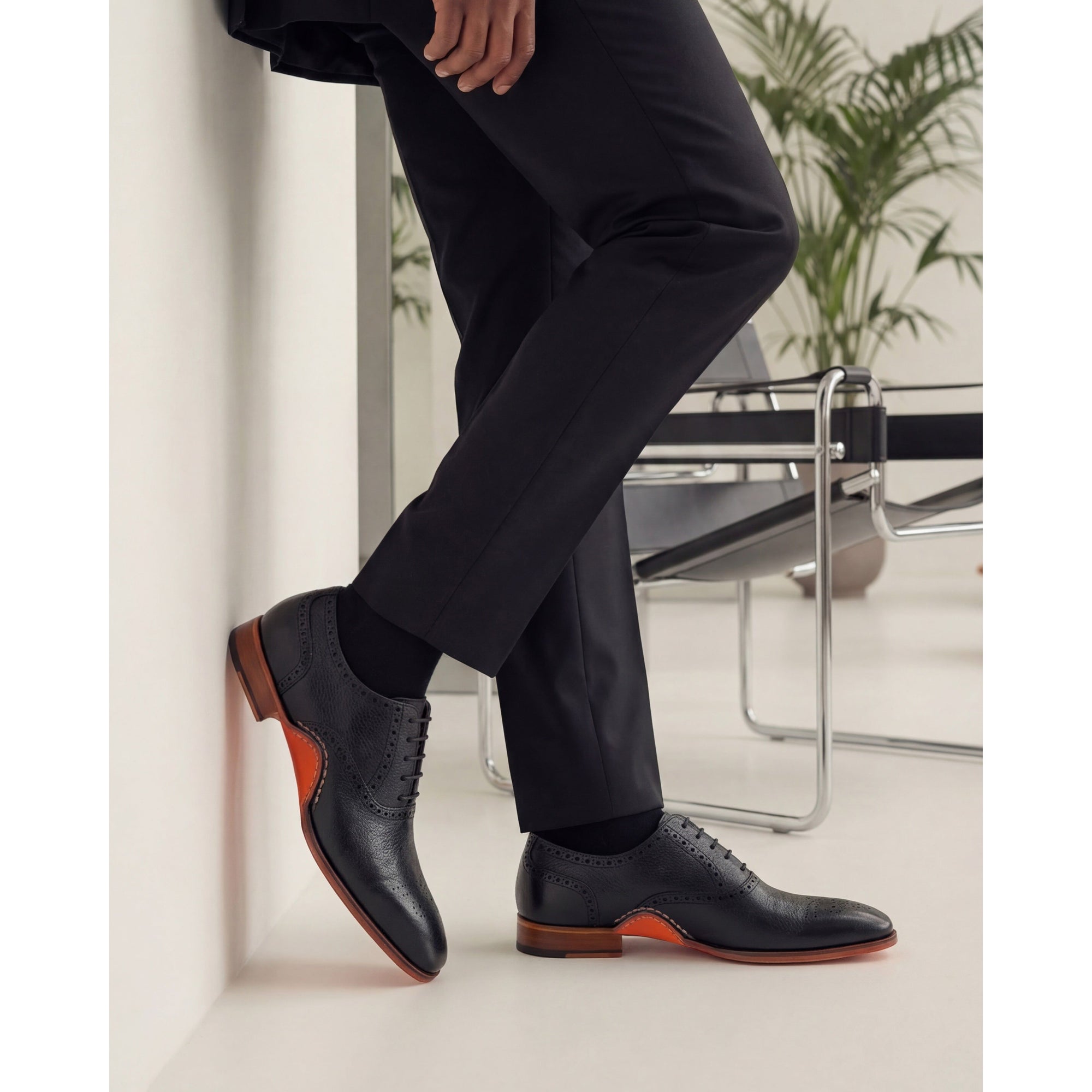 The Draco Handmade Black Semi Brogue Oxford Men Shoe