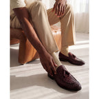 Vinci The Bethesda Burgundy Pyhtn Skin Leather Tassel Loafer Men Shoes