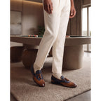 Vinci The Istanbul Tan & Navy Blue Leather Tassel Loafer Men Shoes