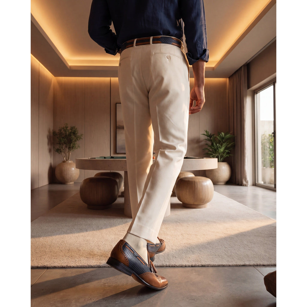 Vinci The Istanbul Tan & Navy Blue Leather Tassel Loafer Men Shoes