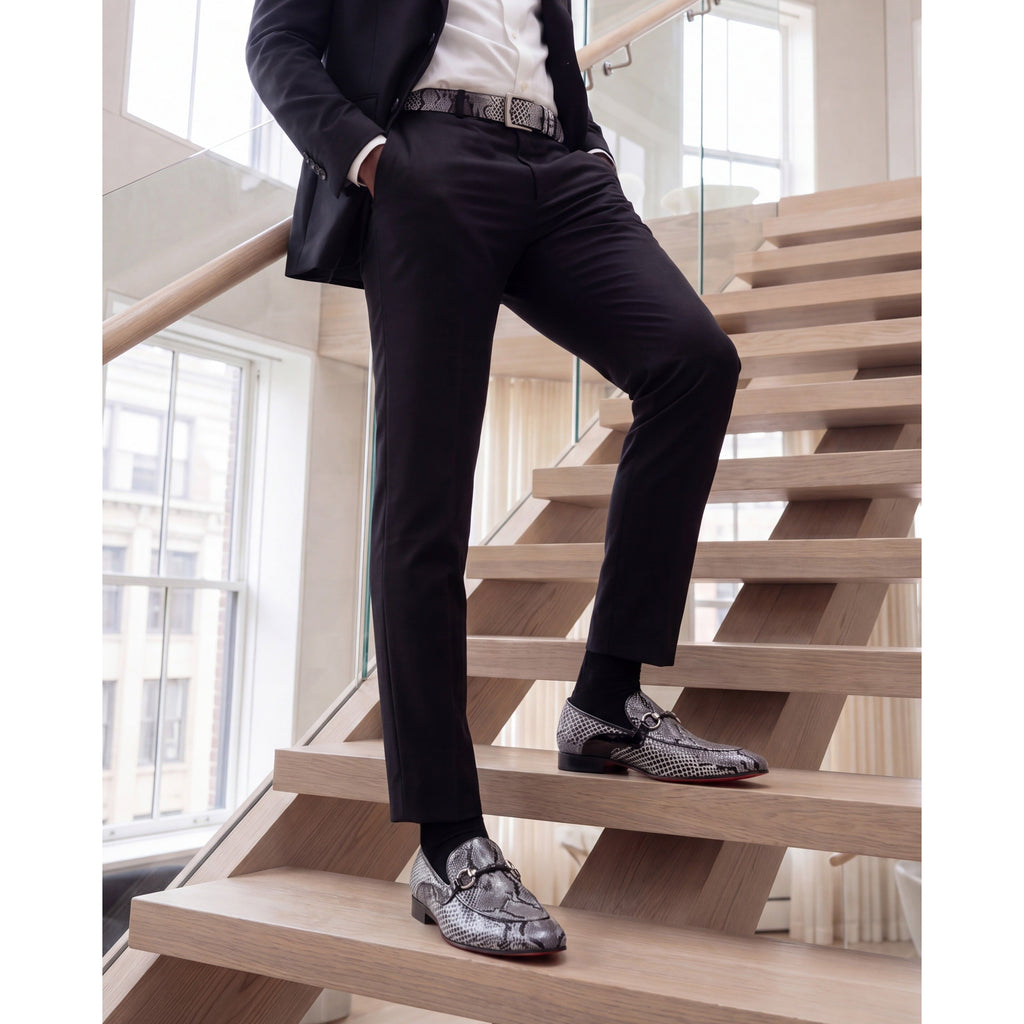 Vinci The Milano Black/White Bit Loafer Men Dress Shoes
