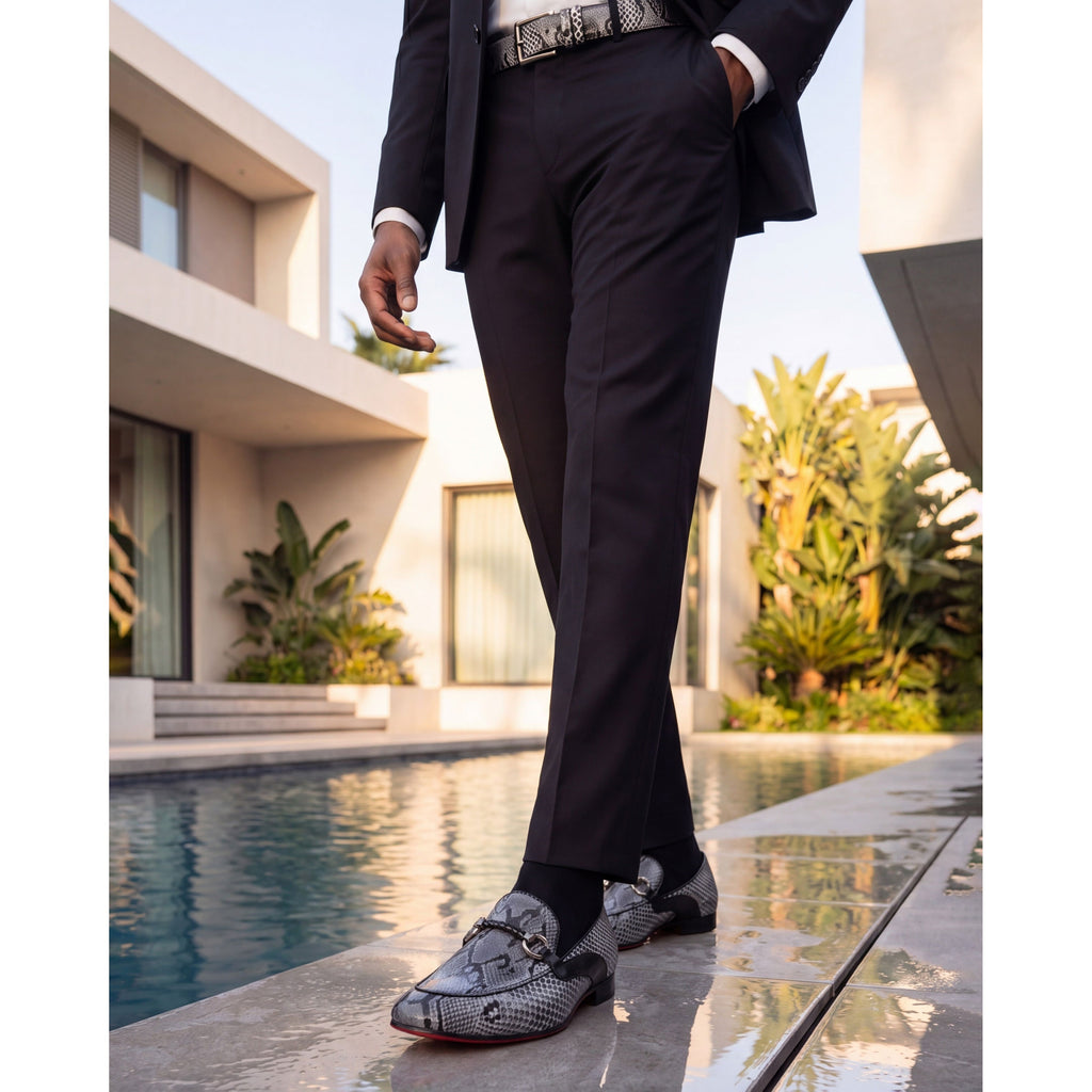 Vinci The Milano Black/White Bit Loafer Men Dress Shoes