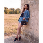 The Infanta Black Spike Leather Ankle Strap Women Sandal