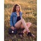 The Infanta Black Spike Leather Ankle Strap Women Sandal