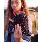 The Infanta Black Spike Leather Ankle Strap Women Sandal