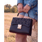 The Infanta Black Spike Leather Ankle Strap Women Sandal