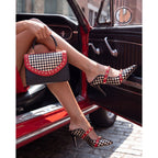 The Dosso Black Handwoven Leather Pointy Toe Women Sandal
