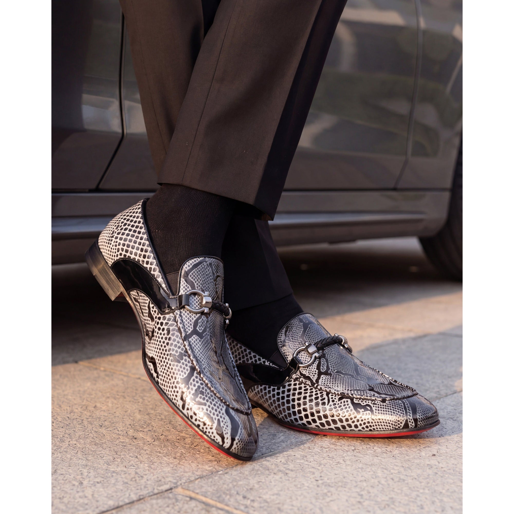 Vinci The Milano Black/White Bit Loafer Men Dress Shoes