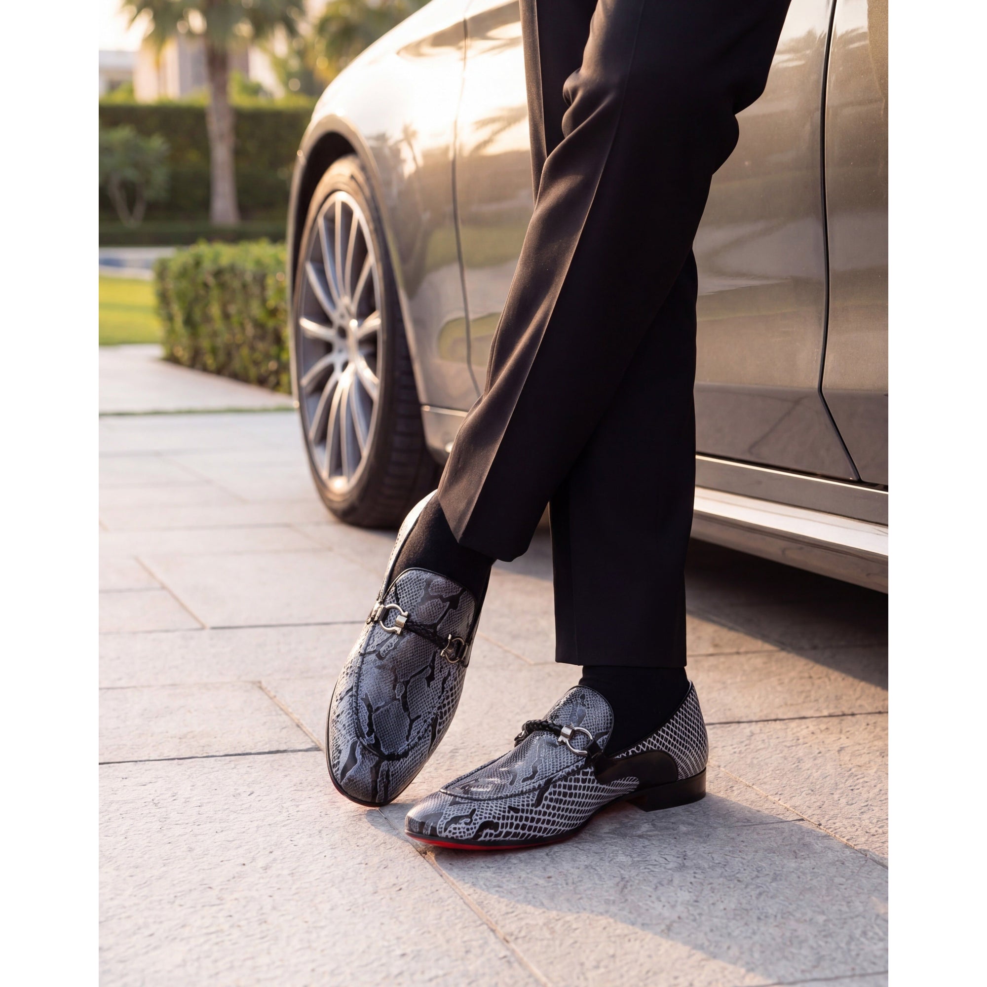 Vinci The Milano Black/White Bit Loafer Men Dress Shoes