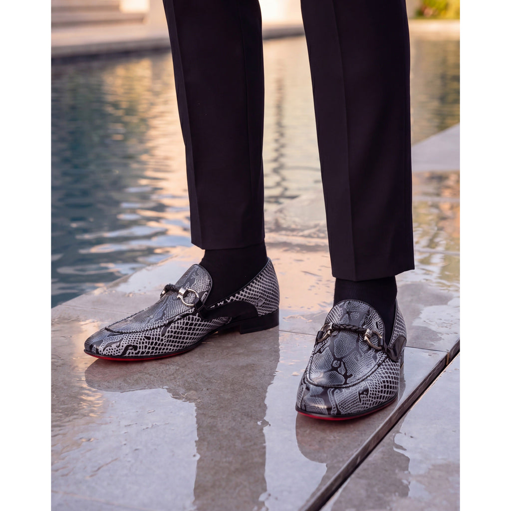 Vinci The Milano Black/White Bit Loafer Men Dress Shoes
