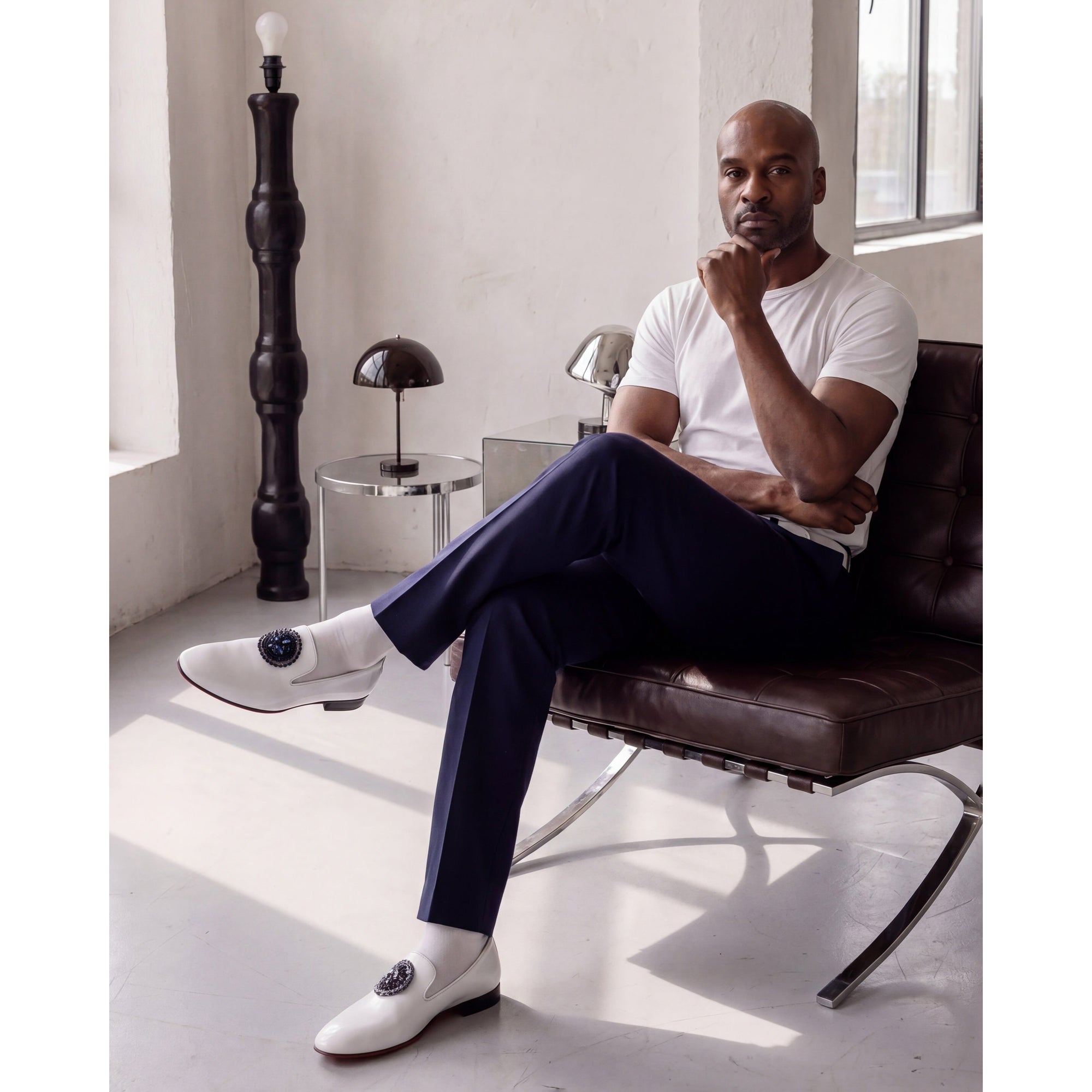 The Pombe White Patent Leather Dress Slip-on Loafer Men Shoe