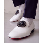 The Pombe White Patent Leather Dress Slip-on Loafer Men Shoe