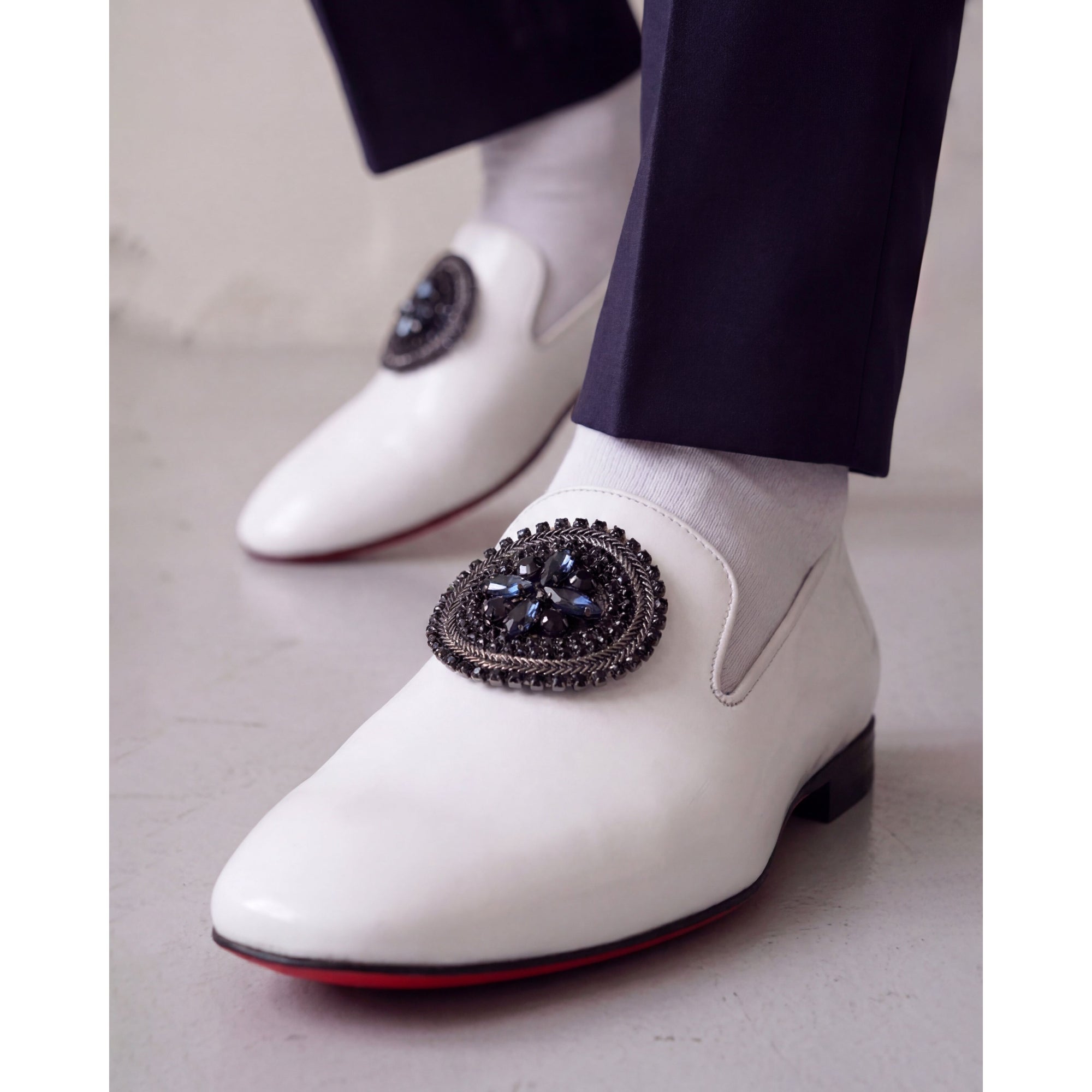 The Pombe White Patent Leather Dress Slip-on Loafer Men Shoe