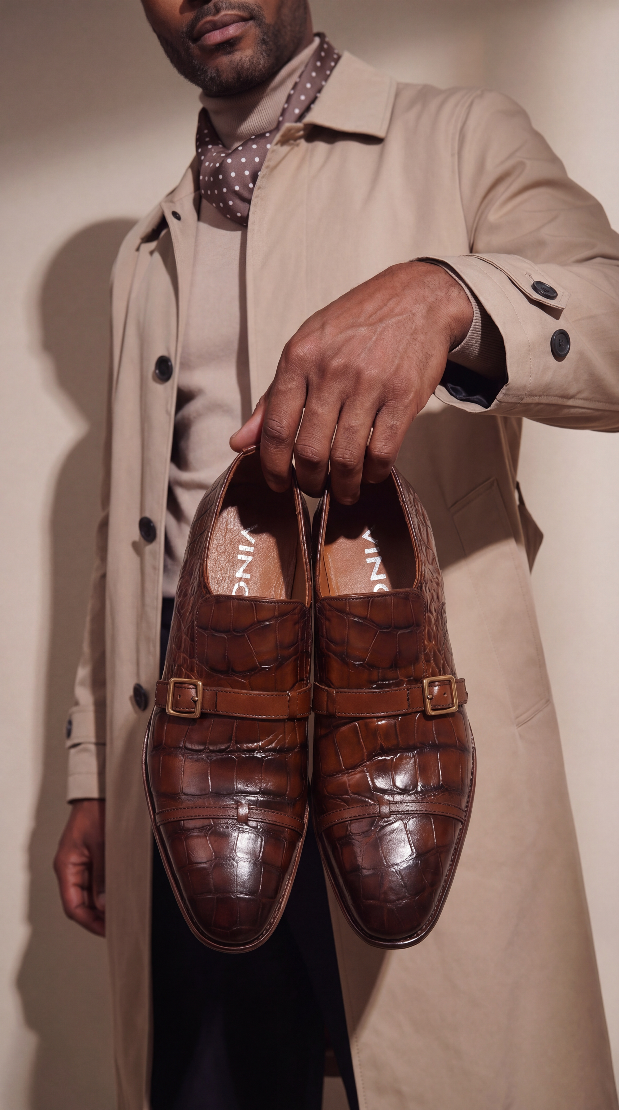 Vinci The Strat Single Monk Strap Cap Toe Brown Leather Handmade Men Shoes