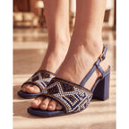 The Nampula Navy Blue Leather Women Slingback Sandal