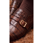 Vinci The Strat Single Monk Strap Cap Toe Brown Leather Handmade Men Shoes