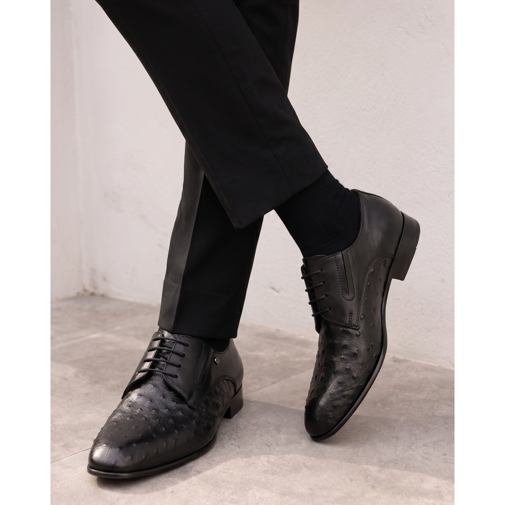 The Porto Alegre Black Leather Derby Men Shoe