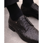 The Porto Alegre Black Leather Derby Men Shoe