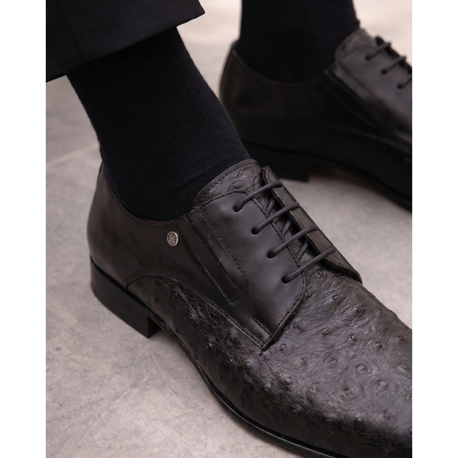 The Porto Alegre Black Leather Derby Men Shoe