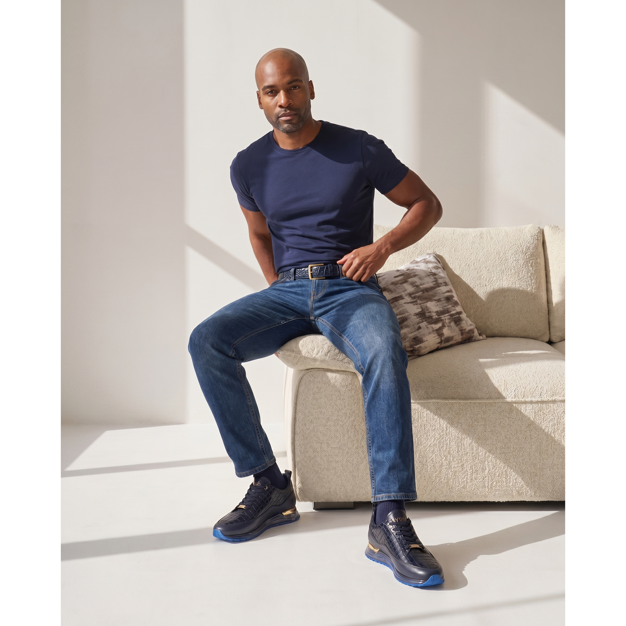 Vinci The Marseille Navy Blue Leather Men Sneaker