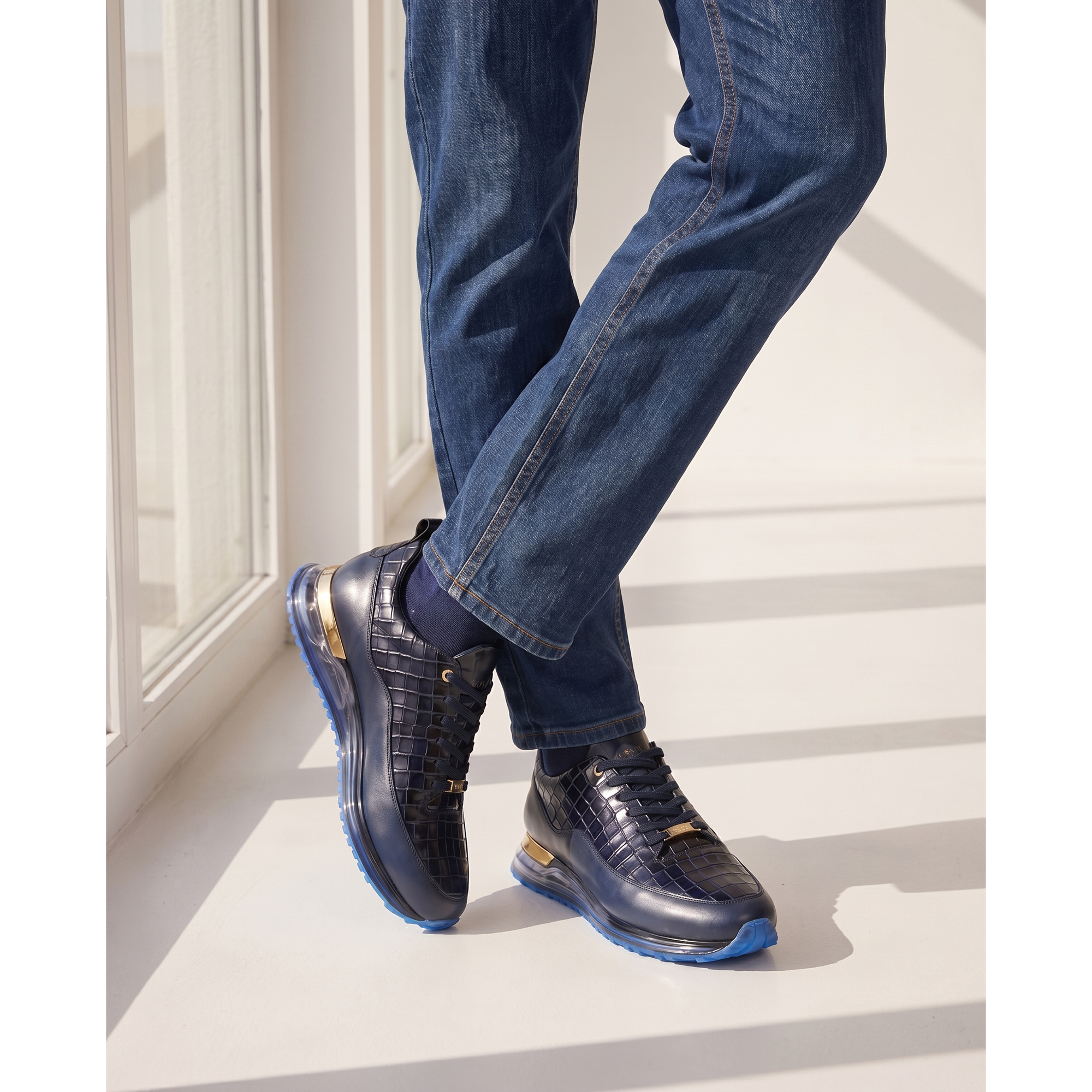 Vinci The Marseille Navy Blue Leather Men Sneaker