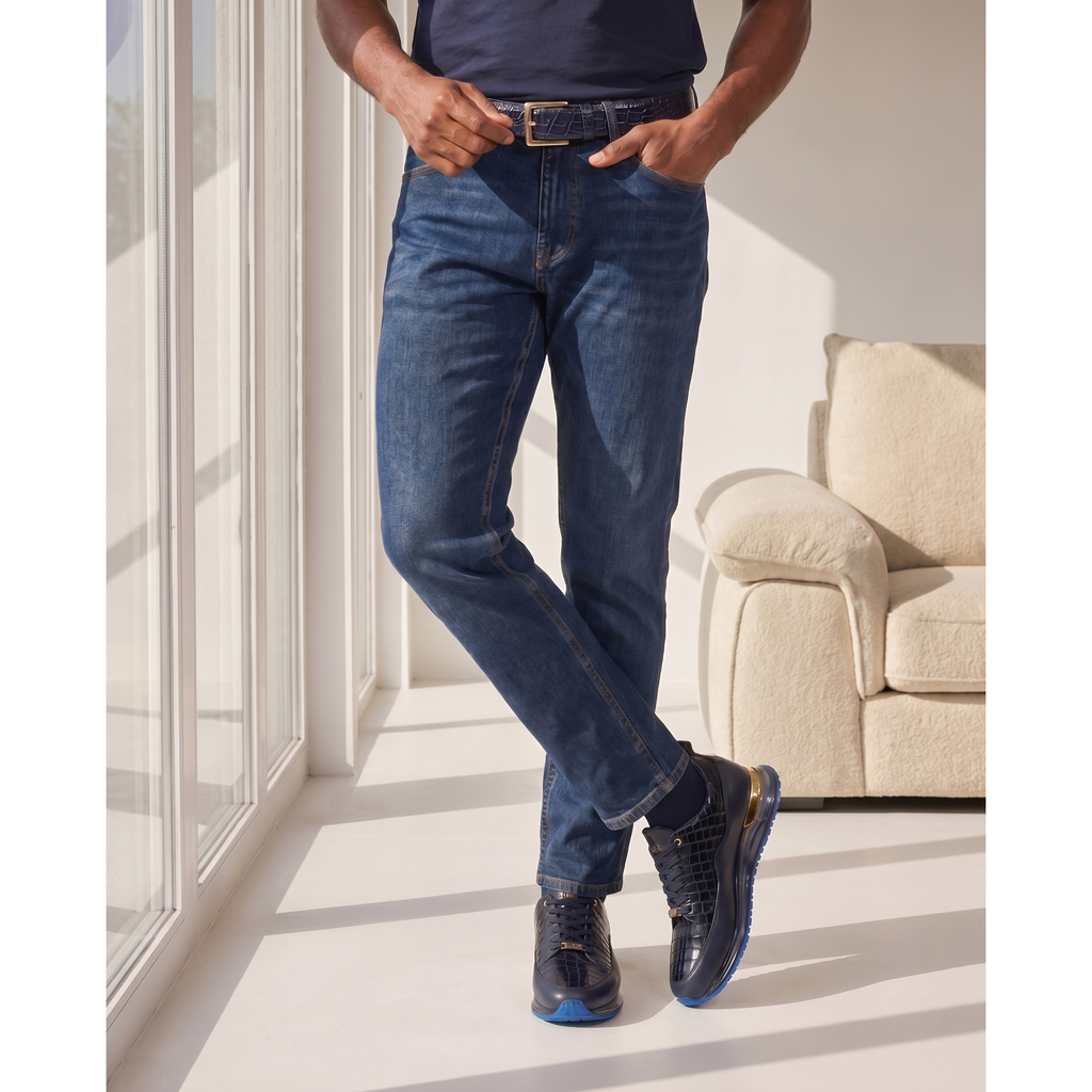 Vinci The Marseille Navy Blue Leather Men Sneaker
