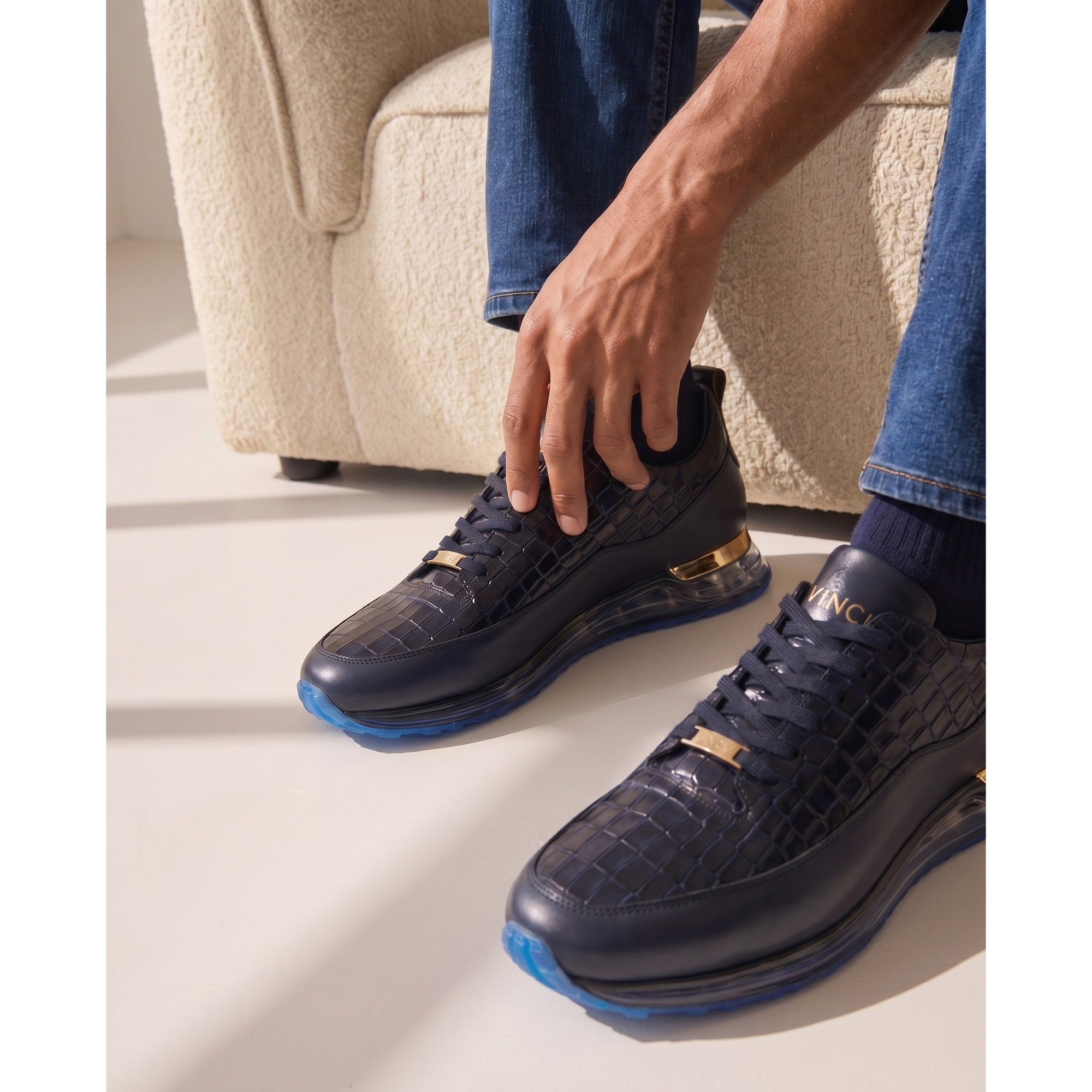Vinci The Marseille Navy Blue Leather Men Sneaker