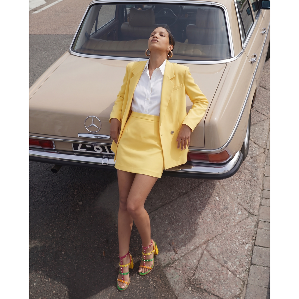 The Nejapa Block Heel Multicolor Leather Women Sandal