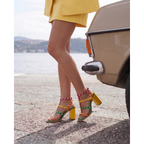The Nejapa Block Heel Multicolor Leather Women Sandal