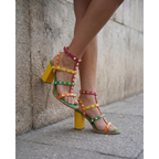 The Nejapa Block Heel Multicolor Leather Women Sandal