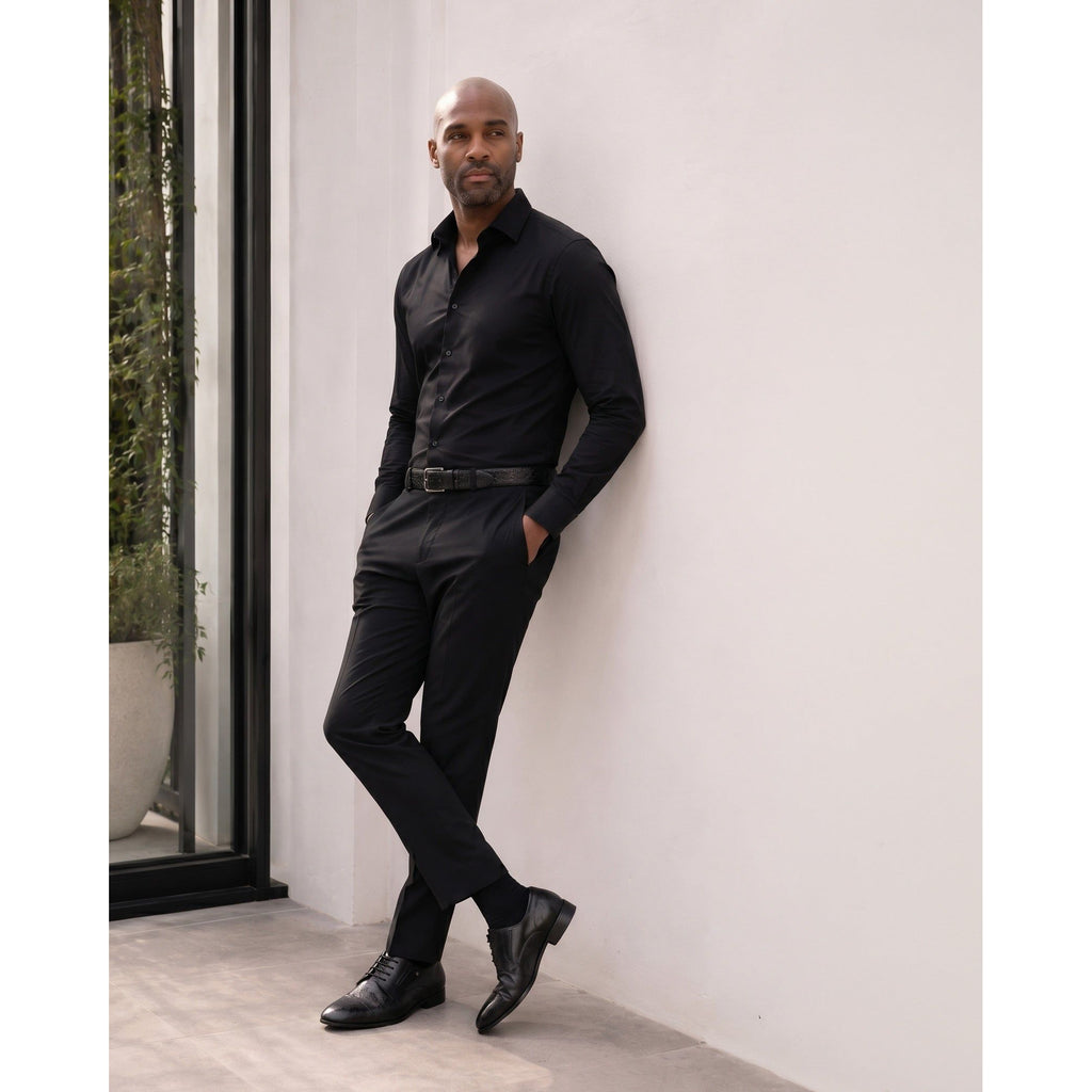 The Porto Alegre Black Leather Derby Men Shoe