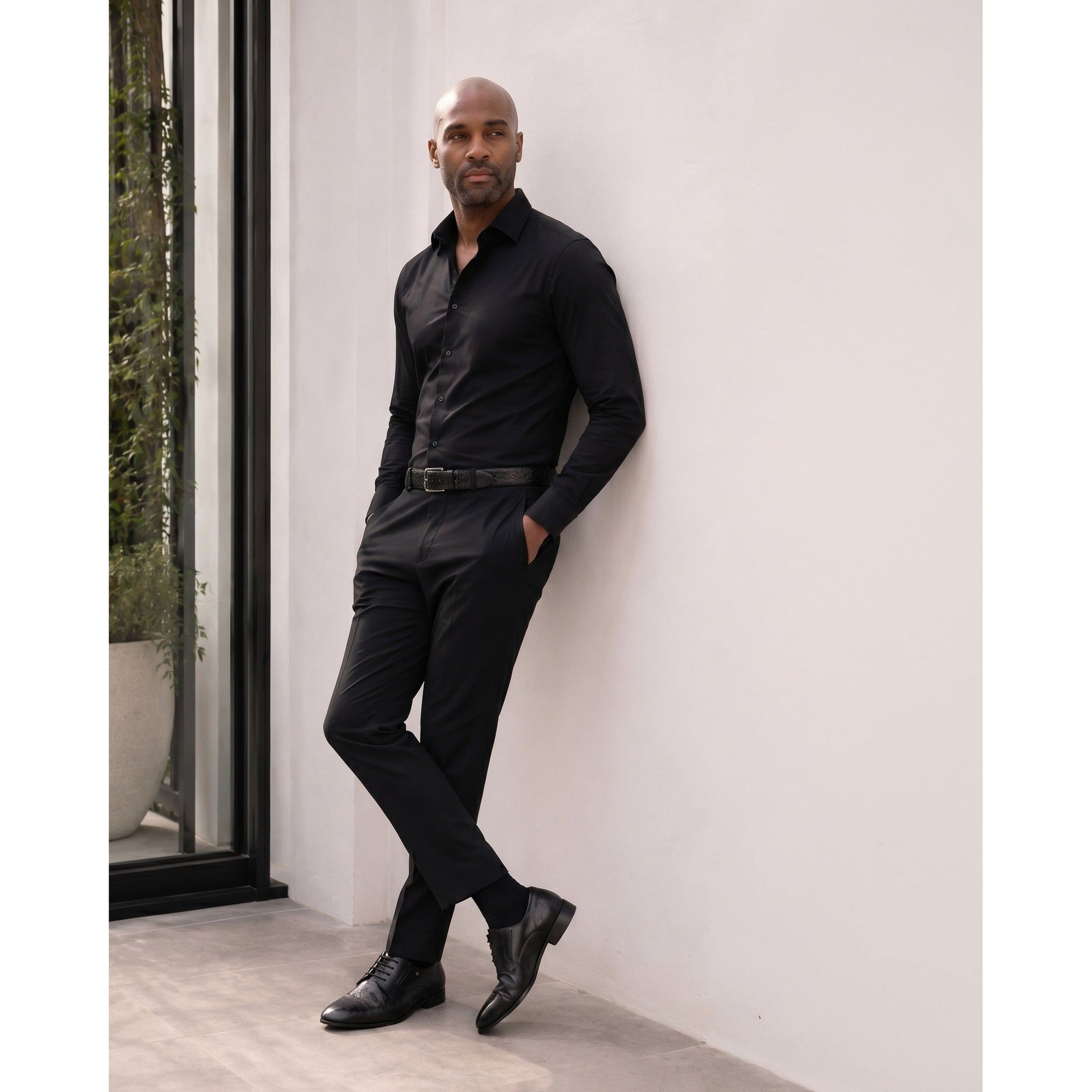 The Porto Alegre Black Leather Derby Men Shoe