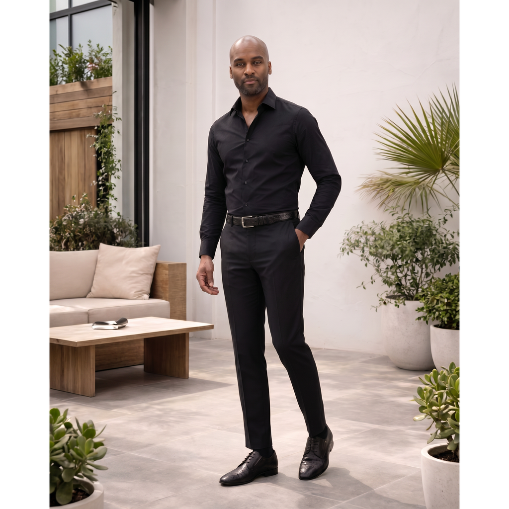 The Porto Alegre Black Leather Derby Men Shoe