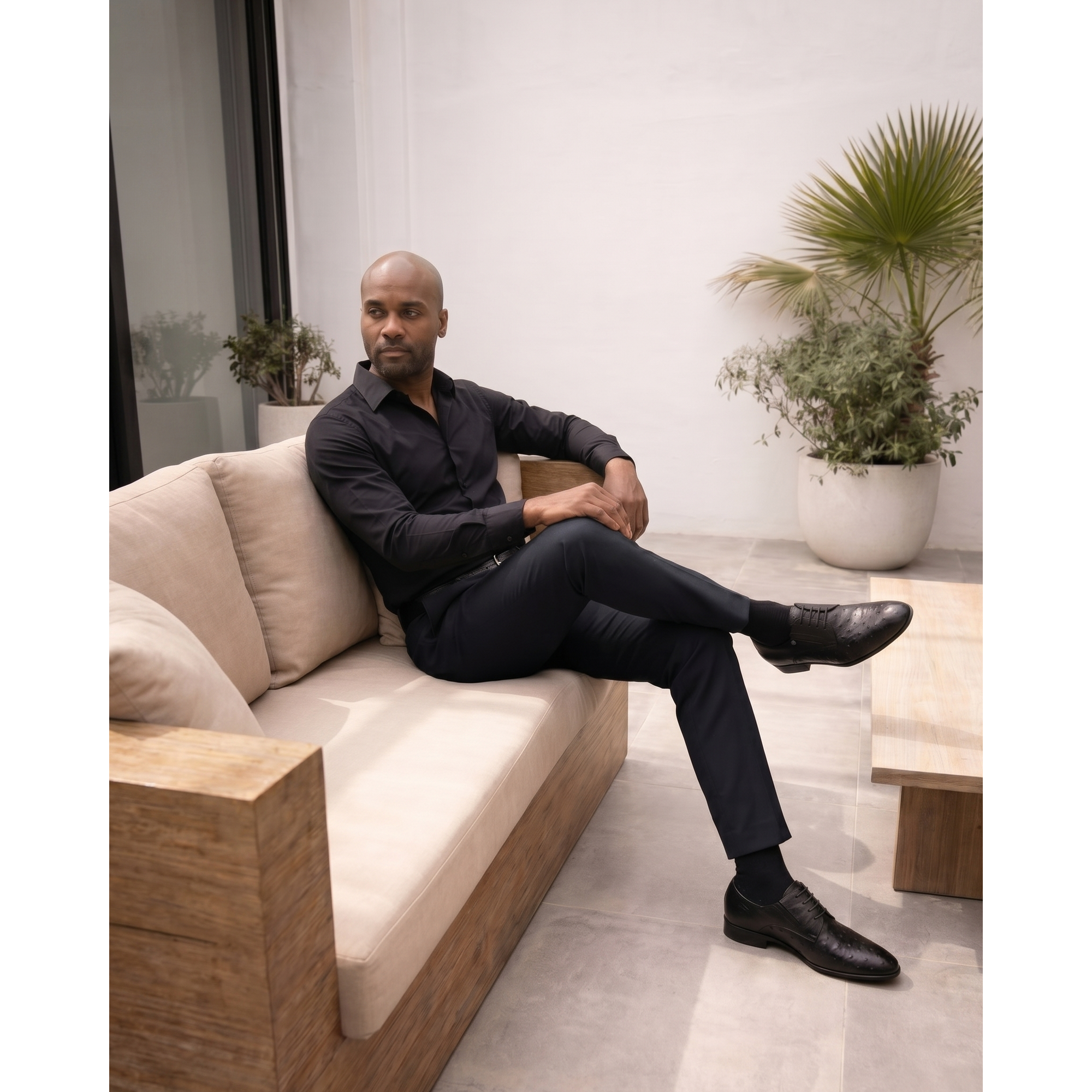 The Porto Alegre Black Leather Derby Men Shoe