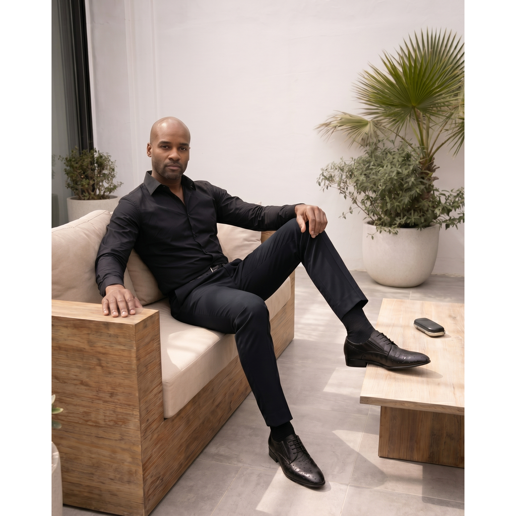 The Porto Alegre Black Leather Derby Men Shoe