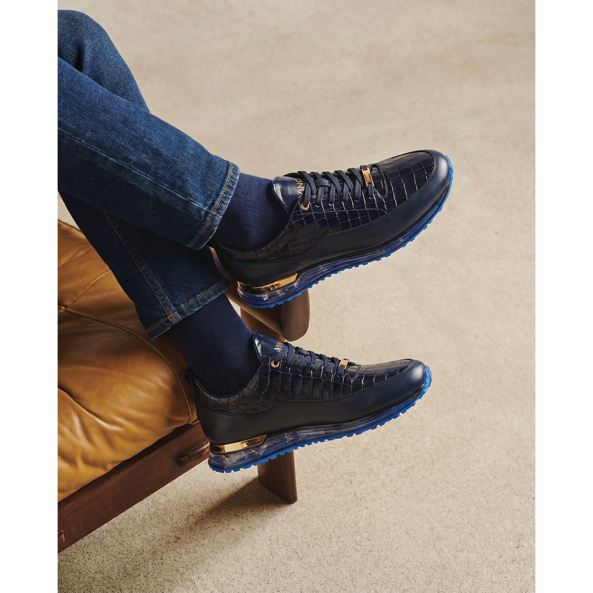Vinci The Marseille Navy Blue Leather Men Sneaker